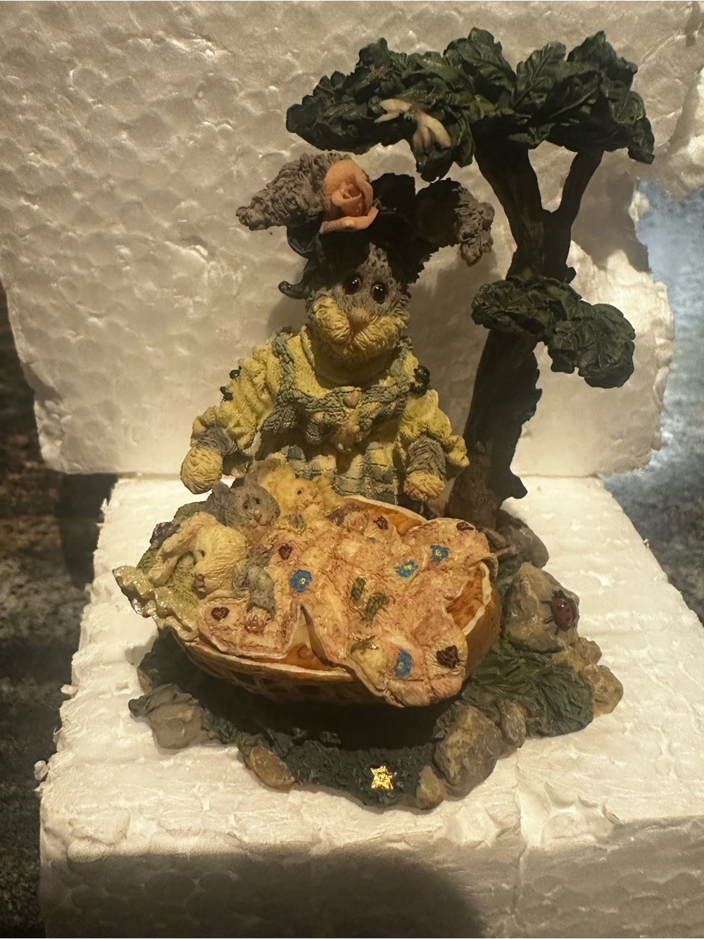 Boyds Bears Yellow Hedgehog Figurine with Green Tree Accent